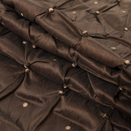 Desert Palm and Gold Pintucked Polyester Shantung