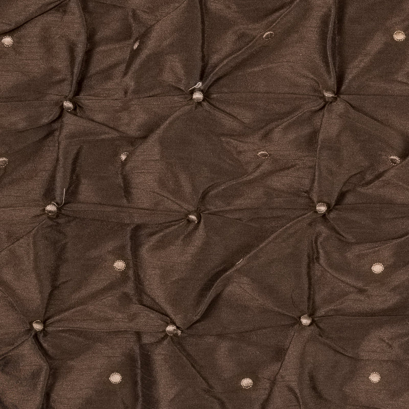 Desert Palm and Gold Pintucked Polyester Shantung