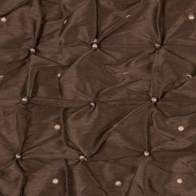 Desert Palm and Gold Pintucked Polyester Shantung