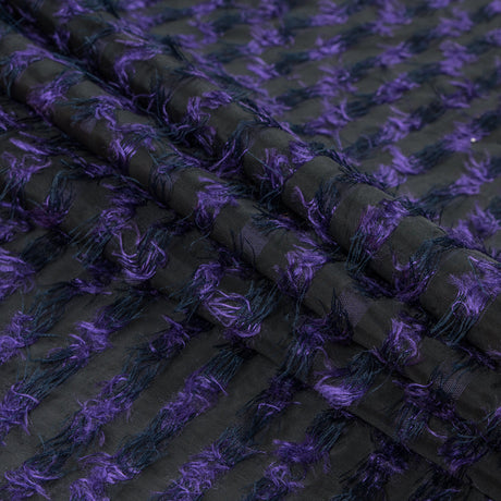 Meadow Violet and Black Striped Peek-a-Boo Polyester Woven