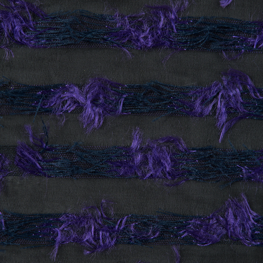 Meadow Violet and Black Striped Peek-a-Boo Polyester Woven