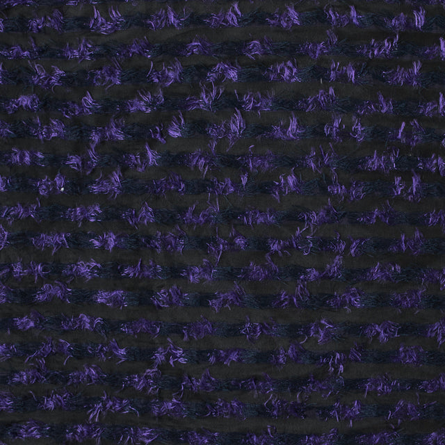 Meadow Violet and Black Striped Peek-a-Boo Polyester Woven