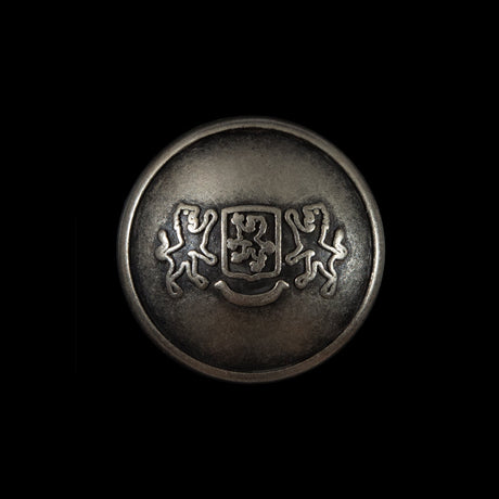 Silver Double Lion Crest Metal Button - 36L/23mm