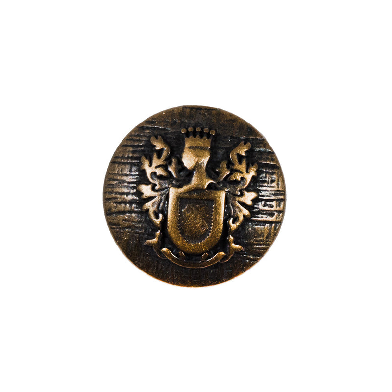 Antique Gold Coat of Arms Crest Metal Button - 35L/22mm