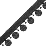 Black Beaded Coin Trim with Lip - 1"