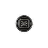 Silver Floral Etched Metal Shank Back Button - 24L/15mm