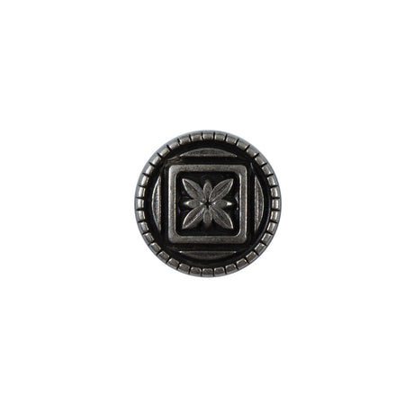 Silver Floral Etched Metal Shank Back Button - 24L/15mm