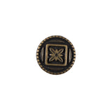 Bronze Floral Etched Metal Shank Back Button - 24L/15mm