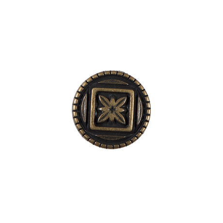 Bronze Floral Etched Metal Shank Back Button - 24L/15mm