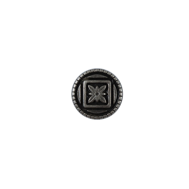 Silver Etched Metal Button - 18L/11.5mm