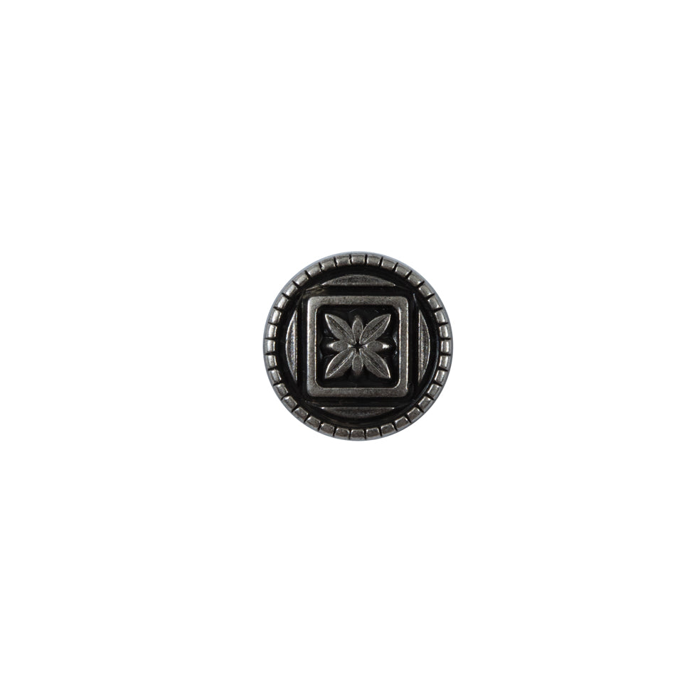 Silver Etched Metal Button - 18L/11.5mm