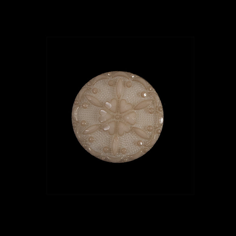 Ivory Cream Textured Floral Shank-Back Button - 24L/15mm