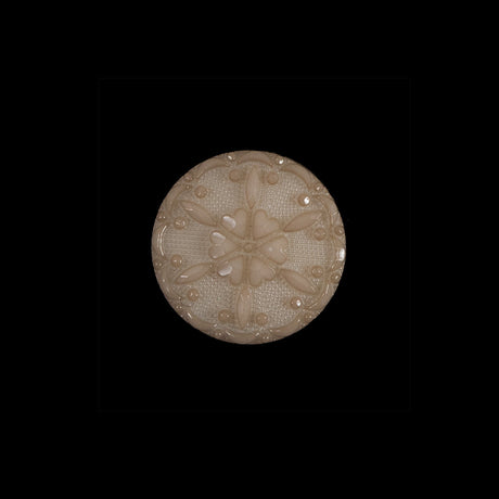 Ivory Cream Textured Floral Shank-Back Button - 24L/15mm