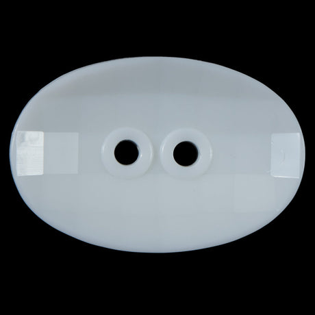 White Bevel Cut 2-Hole Oval Button - 64L/40.5mm