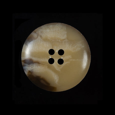 Beige and Brown Rimmed Plastic Button - 40L/25.5mm
