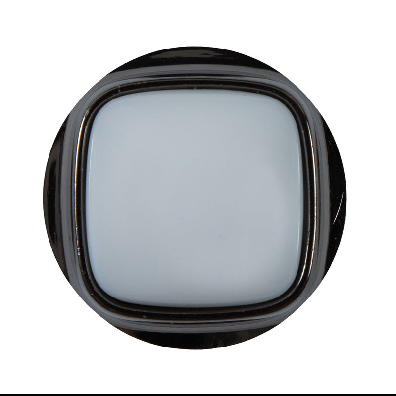 White and Gunmetal Plastic Shank-Back Button - 50L/32mm