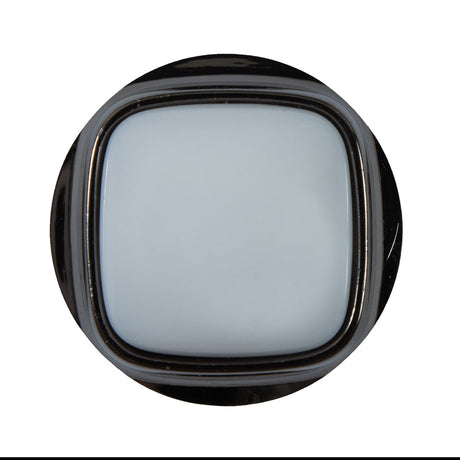 White and Gunmetal Plastic Shank-Back Button - 50L/32mm