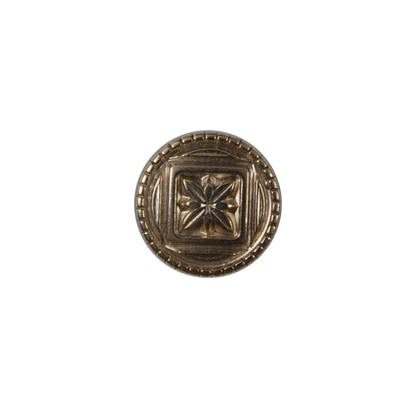 Gold Floral Etched Metal Shank Back Button - 24L/15mm
