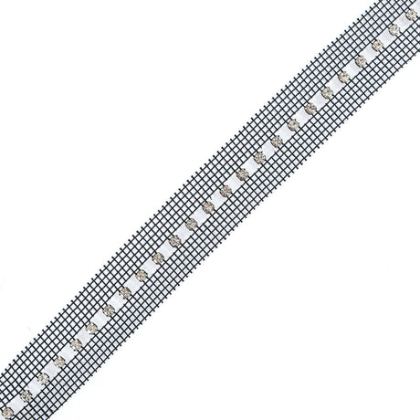 Silver and Black 1 Row Rhinestone Trimming - 1.25"