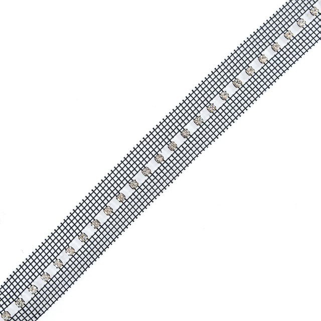 Silver and Black 1 Row Rhinestone Trimming - 1.25"