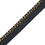 Metallic Gold and Black Braided Cord with Black Lip - 0.5"