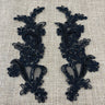 1 Pair Beaded & Corded Floral Lace Applique 9" x 2.5" Each Side