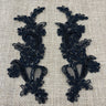 Beaded Corded Floral Lace Applique Pair
