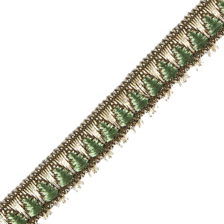 Arcadian Green and Gold Metallic Geometric Trimming - 0.5"