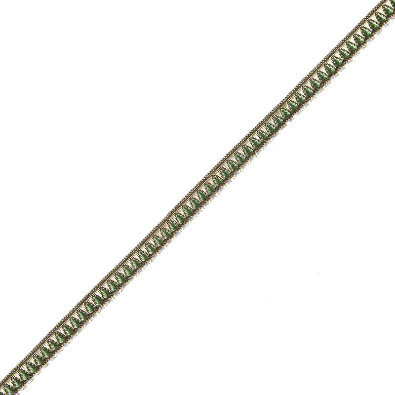 Arcadian Green and Gold Metallic Geometric Trimming - 0.5"