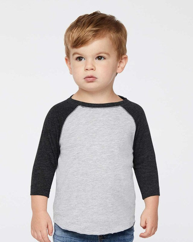 RADYAN® Soft Toddler Baseball Jersey 3/4 Sleeve Tee