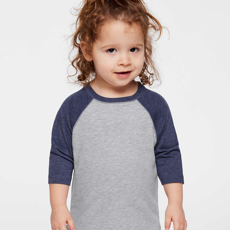 RADYAN® Toddler Baseball Fine Jersey Three Quarter Sleeve Tee