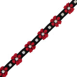 Red and Black Cotton Floral Trim - 0.375"