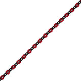 Red and Black Cotton Floral Trim - 0.375"