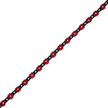 Red and Black Cotton Floral Trim - 0.375"