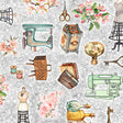 Cotton Sewing Antiquities Print Fabric Gray 44/45"