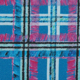 Blue and Pink Plaid Printed Stretch Cotton Sateen