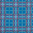 Blue and Pink Plaid Printed Stretch Cotton Sateen