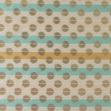 Aqua Sky, Ochre and Metallic Gold Polka Dotted and Striped Brocade