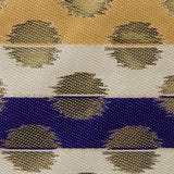 Deep Blue, Jasmine Green and Metallic Gold Polka Dotted and Striped Brocade