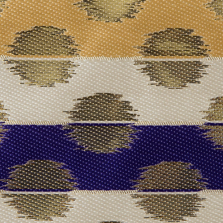 Deep Blue, Jasmine Green and Metallic Gold Polka Dotted and Striped Brocade