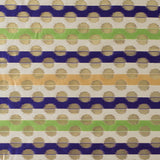 Deep Blue, Jasmine Green and Metallic Gold Polka Dotted and Striped Brocade