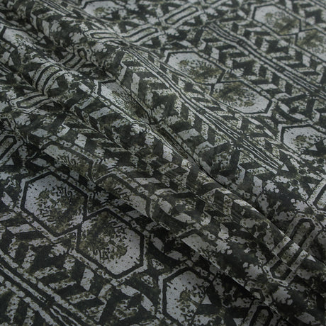 Rifle Green Tribal Printed Silk Chiffon