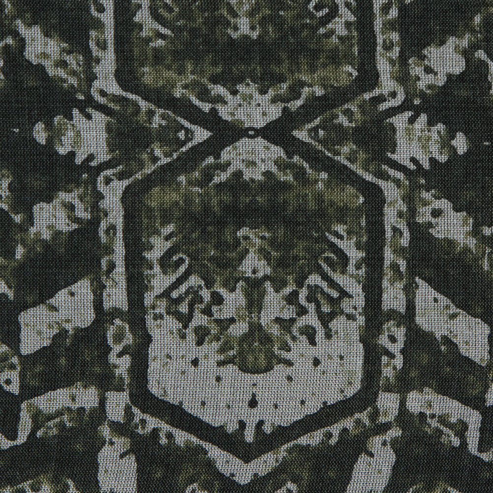 Rifle Green Tribal Printed Silk Chiffon