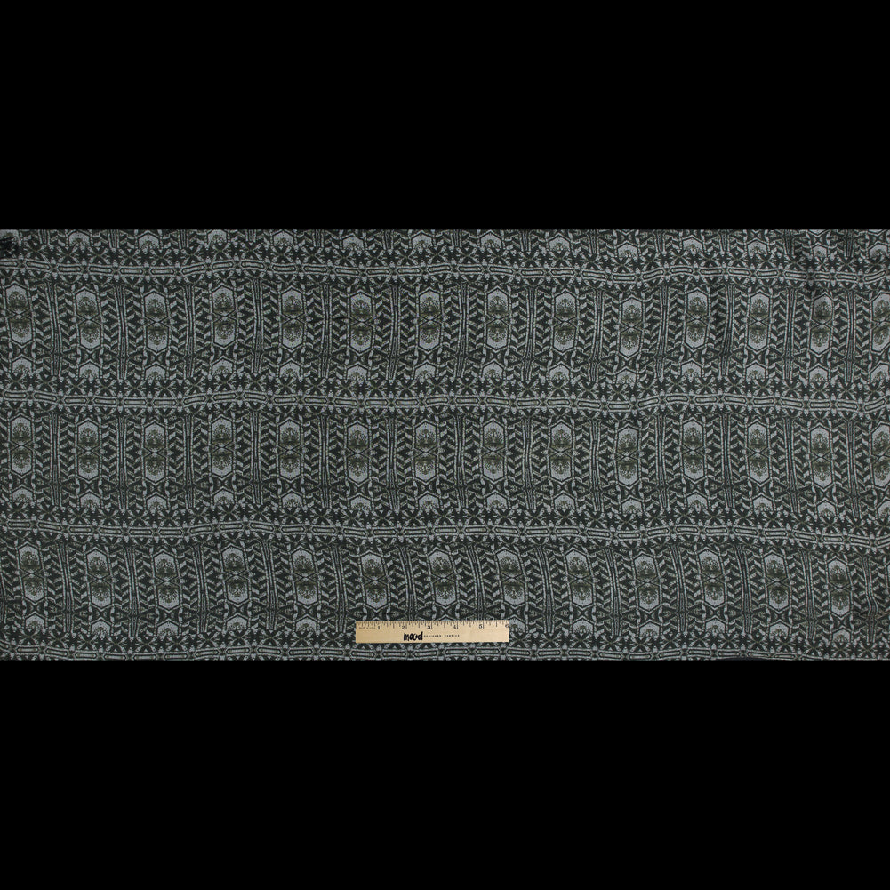 Rifle Green Tribal Printed Silk Chiffon