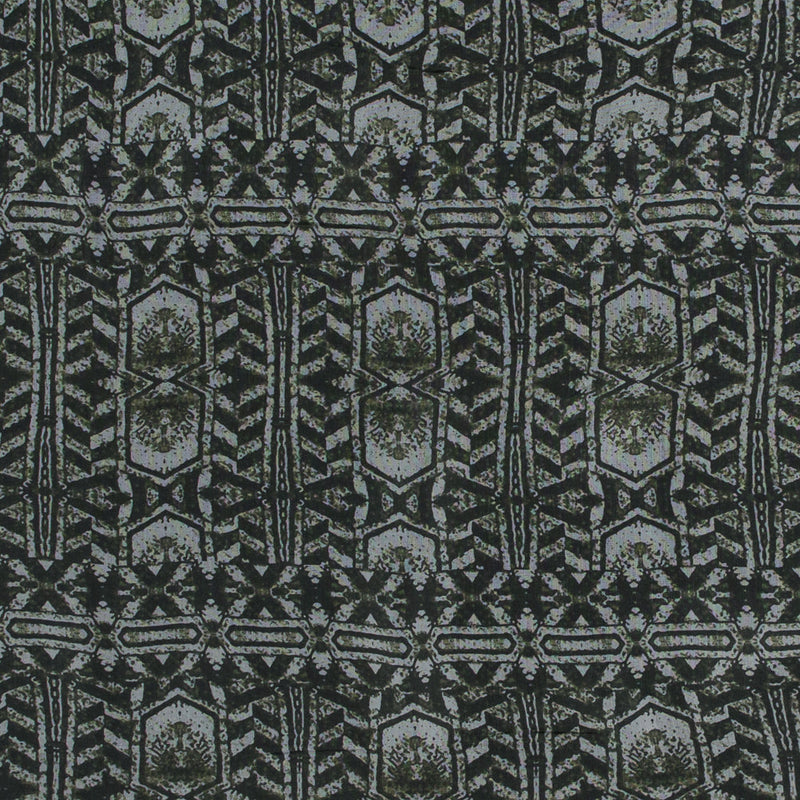 Rifle Green Tribal Printed Silk Chiffon
