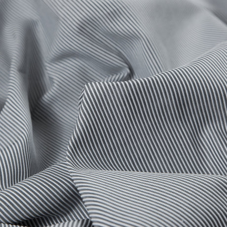 White and Cool Gray Striped Polyester Woven