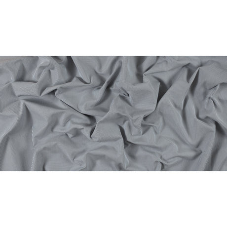 White and Cool Gray Striped Polyester Woven