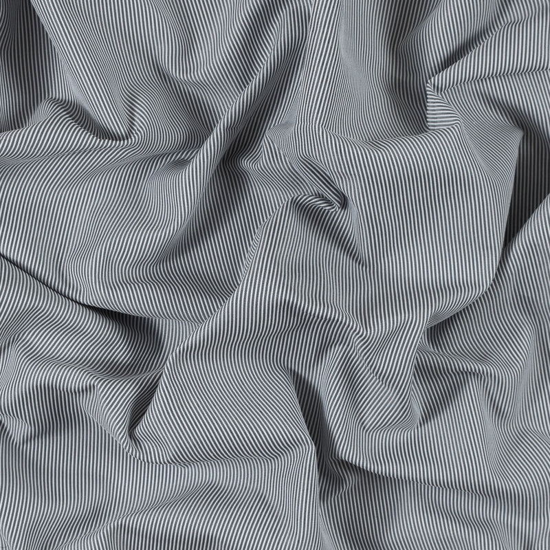 White and Cool Gray Striped Polyester Woven