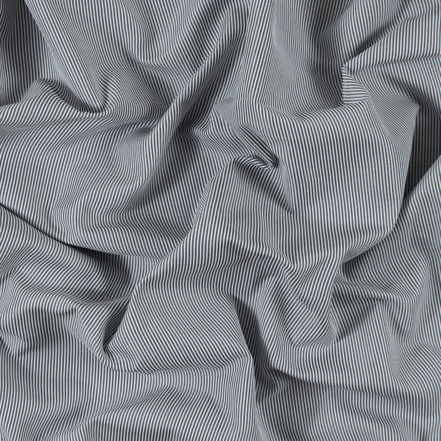 White and Cool Gray Striped Polyester Woven