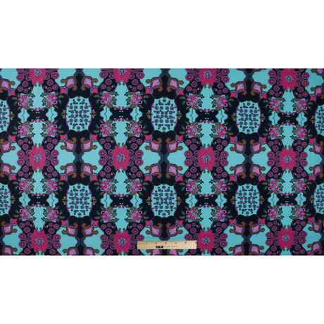 Pink and Green Floral Polyester Jersey
